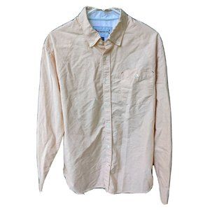 32 Bar Blues Men's Size Large Peach/Pink Cotton Long Sleeve Button Up Shirt EUC
